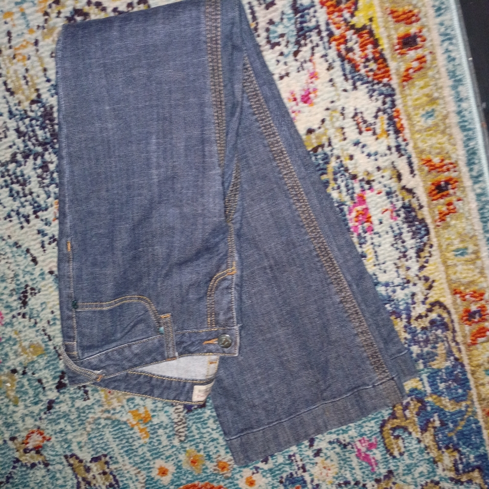 Free People Flare Wide Leg Jeans Pants 28 Dark Wash Retro Boho - Picture 5 of 5